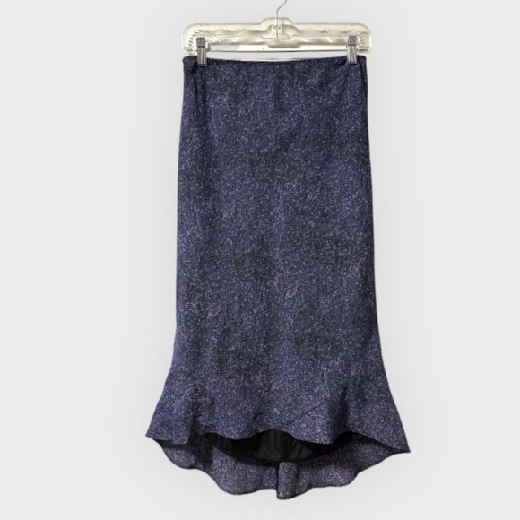 Vintage Y2K Express Purple Polka Dot High-Low Flounce Hem Midi Skirt Size Small - Picture 1 of 11